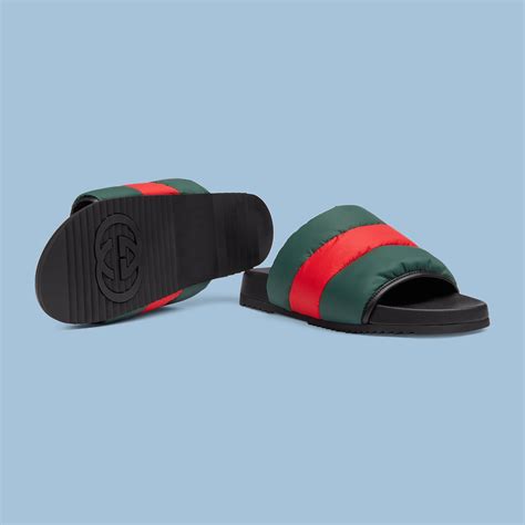 gucci padded web slide sandal|gucci slide sandals price.